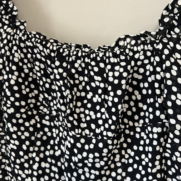 Reformation Shirt Bacio Ruffle Tie Back Crop Top Black White Square Neck 2 NEW - Picture 8 of 16